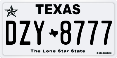 TX license plate DZY8777