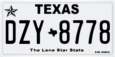 TX license plate DZY8778