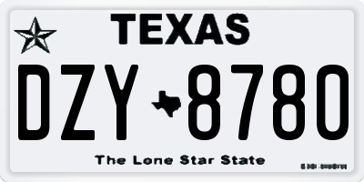 TX license plate DZY8780