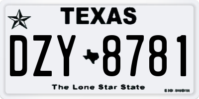 TX license plate DZY8781