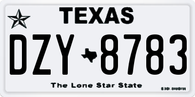 TX license plate DZY8783