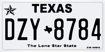 TX license plate DZY8784