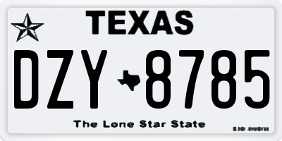 TX license plate DZY8785