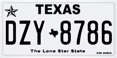 TX license plate DZY8786