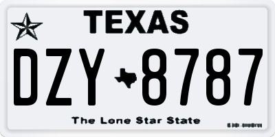 TX license plate DZY8787