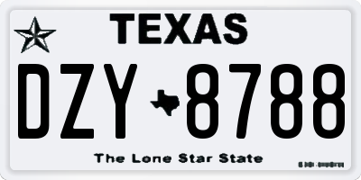 TX license plate DZY8788