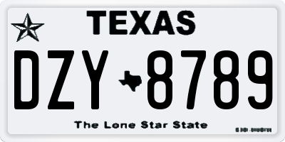 TX license plate DZY8789