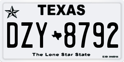 TX license plate DZY8792