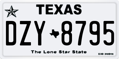 TX license plate DZY8795