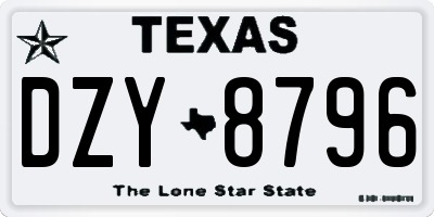 TX license plate DZY8796