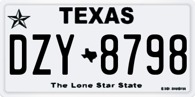 TX license plate DZY8798