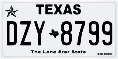 TX license plate DZY8799