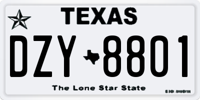 TX license plate DZY8801