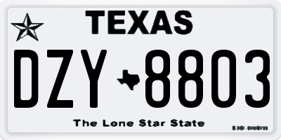 TX license plate DZY8803