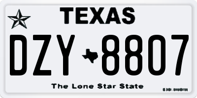 TX license plate DZY8807