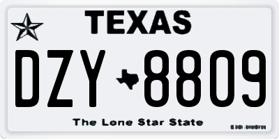 TX license plate DZY8809