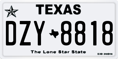 TX license plate DZY8818