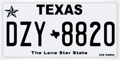 TX license plate DZY8820