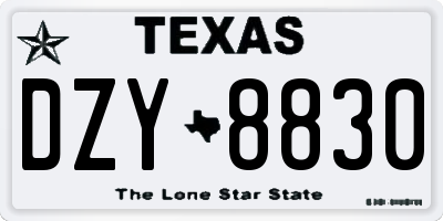 TX license plate DZY8830