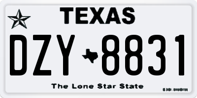 TX license plate DZY8831