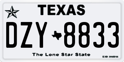 TX license plate DZY8833