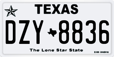 TX license plate DZY8836