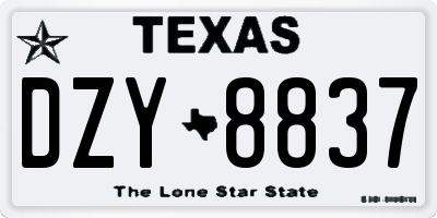 TX license plate DZY8837