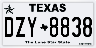 TX license plate DZY8838