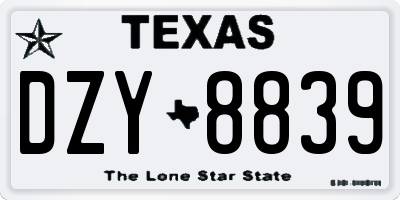 TX license plate DZY8839