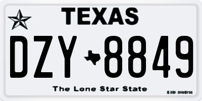 TX license plate DZY8849