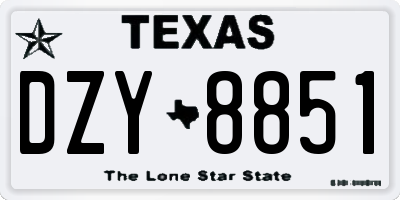 TX license plate DZY8851