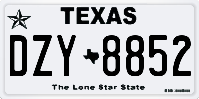 TX license plate DZY8852