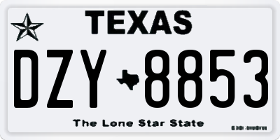 TX license plate DZY8853