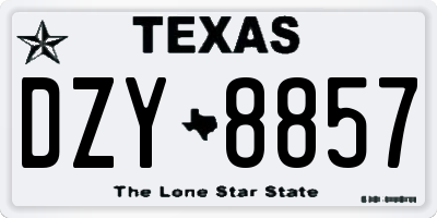 TX license plate DZY8857