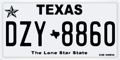 TX license plate DZY8860