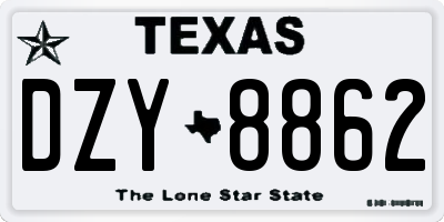 TX license plate DZY8862