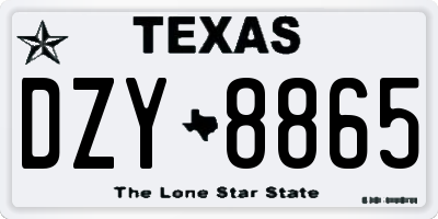 TX license plate DZY8865