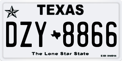 TX license plate DZY8866