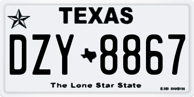 TX license plate DZY8867