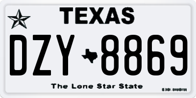 TX license plate DZY8869