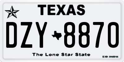 TX license plate DZY8870