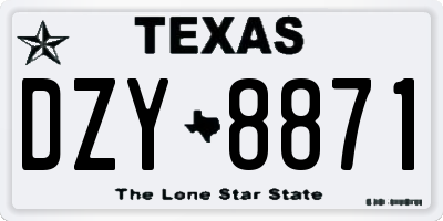 TX license plate DZY8871