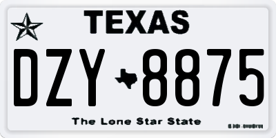 TX license plate DZY8875