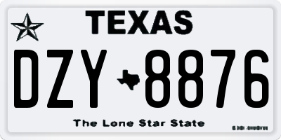 TX license plate DZY8876