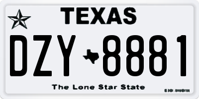 TX license plate DZY8881