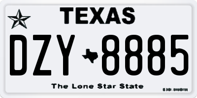 TX license plate DZY8885