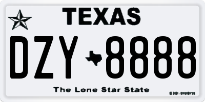 TX license plate DZY8888