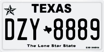 TX license plate DZY8889