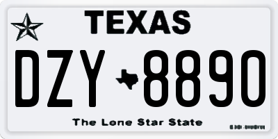 TX license plate DZY8890