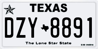 TX license plate DZY8891